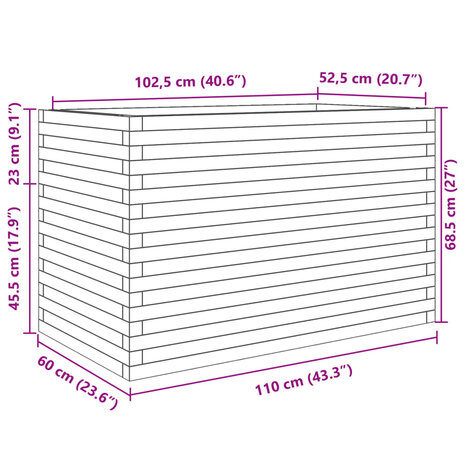 Plantenbak 110x60x68,5 cm massief douglashout 10