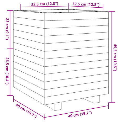 Plantenbak 40x40x49,5 cm massief grenenhout wit 10