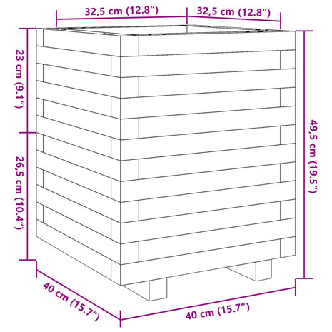 Plantenbak 40x40x49,5 cm massief douglashout 10