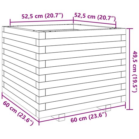 Plantenbak 60x60x49,5 cm massief douglashout 10