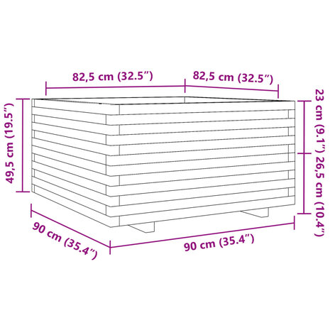 Plantenbak 90x90x49,5 cm massief grenenhout 10