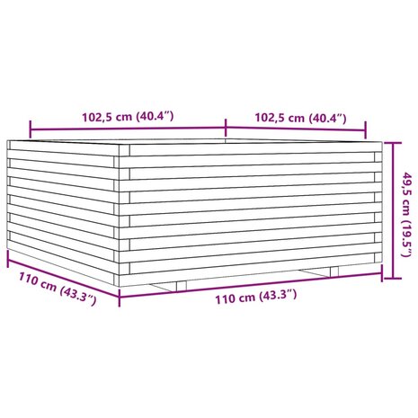 Plantenbak 110x110x49,5 cm massief douglashout 10