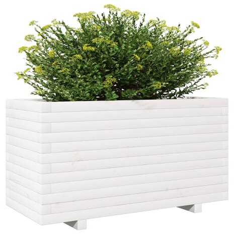 Plantenbak 90x40x49,5 cm massief grenenhout wit 4