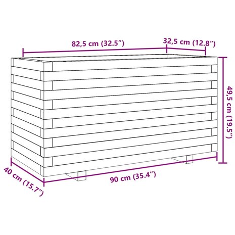 Plantenbak 90x40x49,5 cm massief grenenhout wasbruin 10