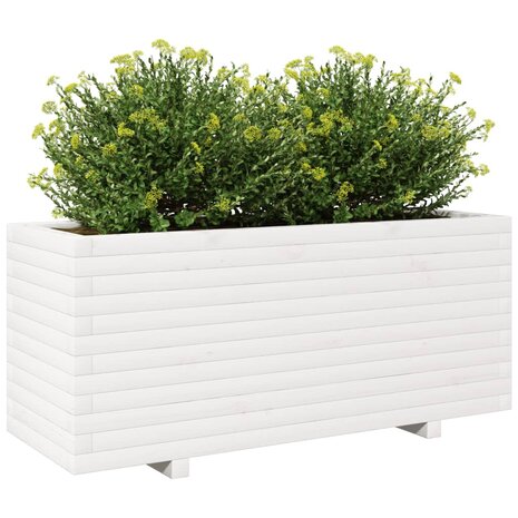 Plantenbak 110x40x49,5 cm massief grenenhout wit 4