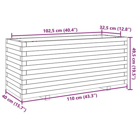 Plantenbak 110x40x49,5 cm massief grenenhout wit 10