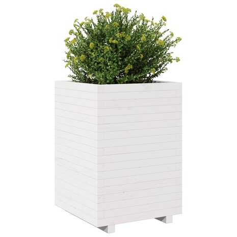 Plantenbak 50x50x72,5 cm massief grenenhout wit 4