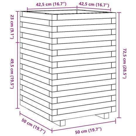 Plantenbak 50x50x72,5 cm massief grenenhout wit 10