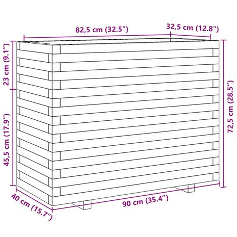 Plantenbak 90x40x72,5 cm massief grenenhout wasbruin 10