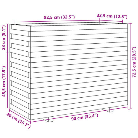 Plantenbak 90x40x72,5 cm geïmpregneerd grenenhout 10