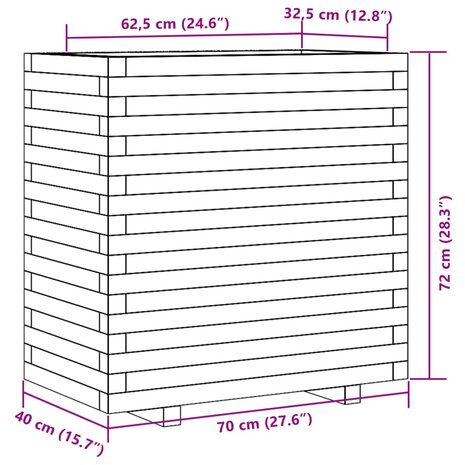 Plantenbak 70x40x72 cm massief grenenhout 10