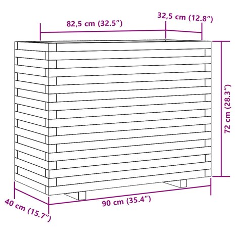 Plantenbak 90x40x72 cm massief grenenhout 10