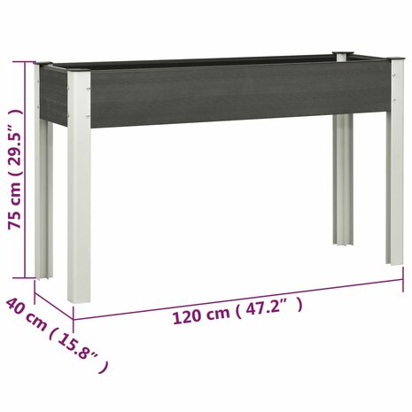 Plantenbak verhoogd 120x40x75 cm HKC grijs 6