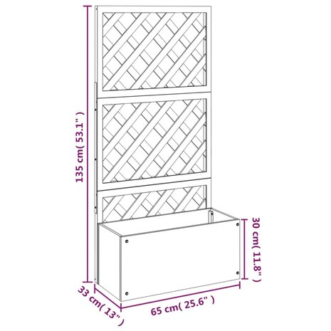 Plantenbak met latwerk 65x33x135 cm HKC 8