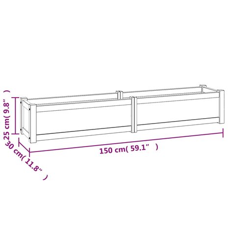 Plantenbak verhoogd 150x30x25 cm massief teakhout 8