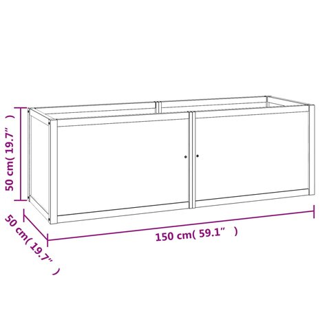 Plantenbak verhoogd 150x50x50 cm massief teakhout 8