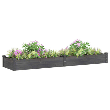 Plantenbak verhoogd met voering 240x60x25 cm vurenhout grijs 3