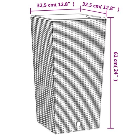 Plantenbak met uitneembare bak rattan-look 21/49 L PP antraciet 7