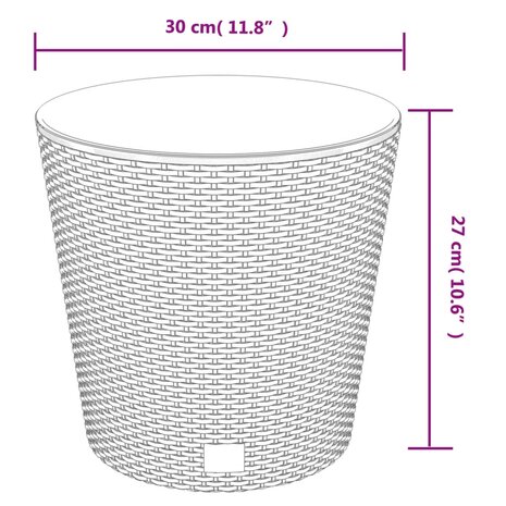 Plantenbak met uitneembare bak rattan-look 15/15,3 L PP wit 7