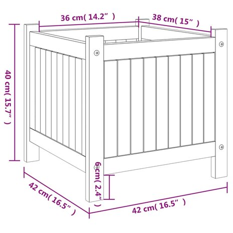 Plantenbak met voering 42x42x40 cm massief acaciahout 9