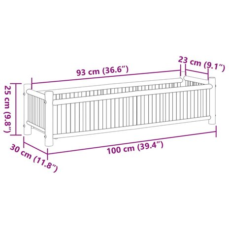 Plantenbak 100x30x25 cm bamboe 8