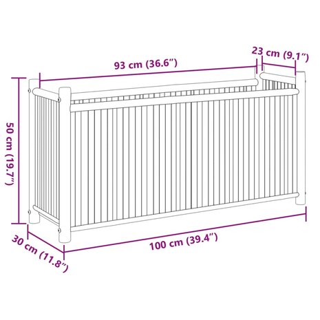 Plantenbak 100x30x50 cm bamboe 8