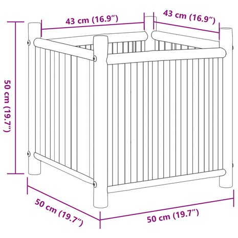 Plantenbak 50x50x50 cm bamboe 8