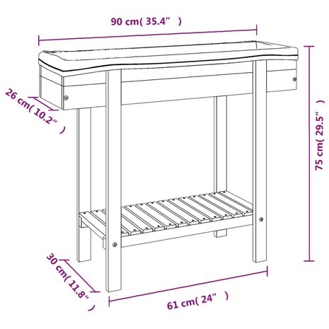 Plantenbak verhoogd 90x30x75 cm massief acaciahout 9