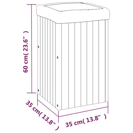 Plantenbak 35x35x60 cm massief acaciahout 10