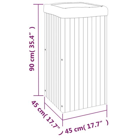 Plantenbak 45x45x90 cm massief acaciahout 10