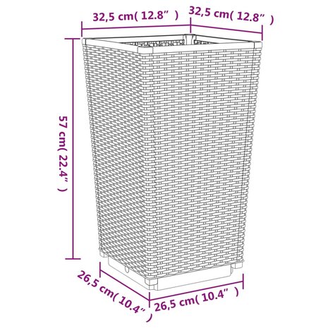 Plantenbakken 2 st 32,5x32,5x57 cm polypropeen zwart 9