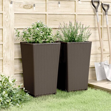 Plantenbakken 2 st 32,5x32,5x57 cm polypropeen bruin 3