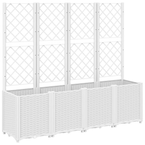 Plantenbak met latwerk 160x40x140 cm polypropeen wit 2