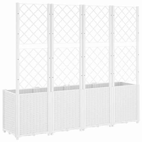 Plantenbak met latwerk 160x40x140 cm polypropeen wit 5