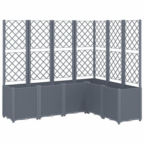 Plantenbak met latwerk 160x120x140 cm polypropeen grijs 2