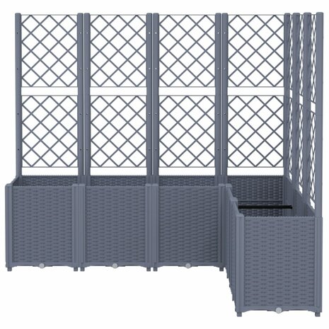 Plantenbak met latwerk 160x120x140 cm polypropeen grijs 3