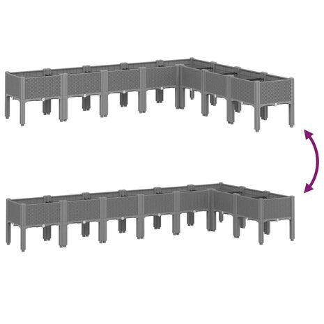 Plantenbak met poten 200x160x42 cm polypropeen lichtgrijs 6