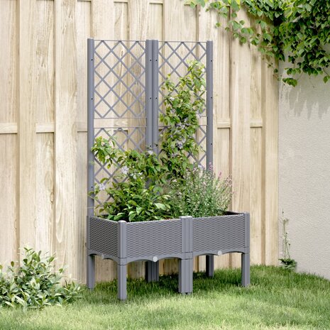 Plantenbak met latwerk 80x40x142 cm polypropeen grijs 1