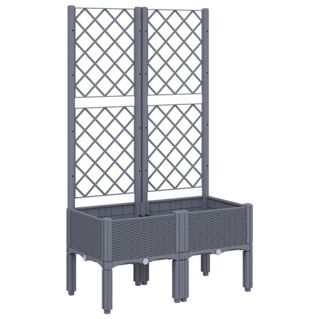 Plantenbak met latwerk 80x40x142 cm polypropeen grijs 2