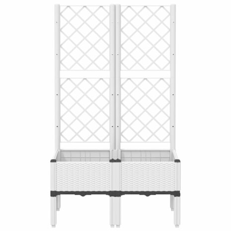 Plantenbak met latwerk 80x40x142 cm polypropeen wit 3