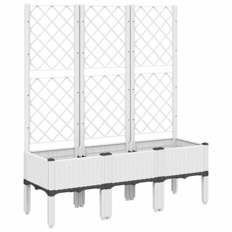 Plantenbak met latwerk 120x40x142 cm polypropeen wit 2