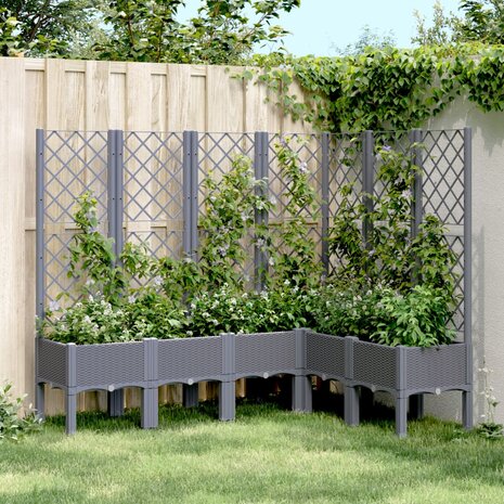 Plantenbak met latwerk 160x120x142 cm polypropeen grijs 1