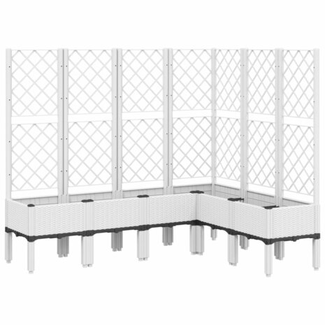 Plantenbak met latwerk 160x120x142 cm polypropeen wit 2