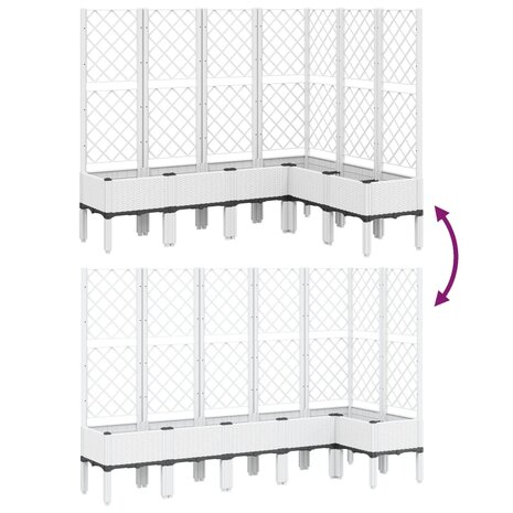 Plantenbak met latwerk 160x120x142 cm polypropeen wit 6