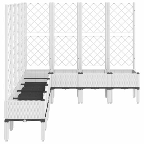 Plantenbak met latwerk 200x160x142 cm polypropeen wit 4