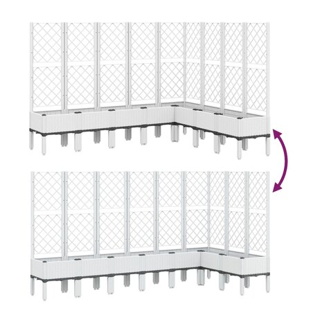 Plantenbak met latwerk 200x160x142 cm polypropeen wit 6