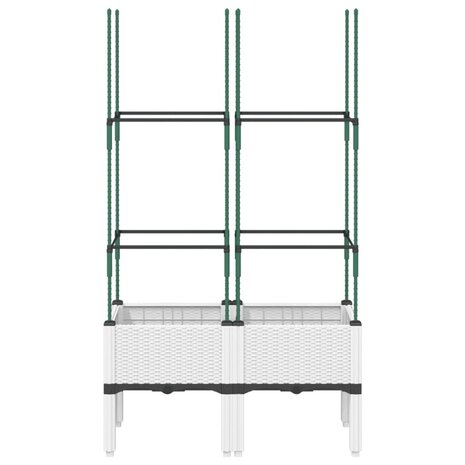 Plantenbak met latwerk 80x40x142,5 cm polypropeen wit 3