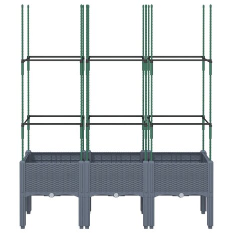 Plantenbak met latwerk 120x40x142,5 cm polypropeen grijs 3