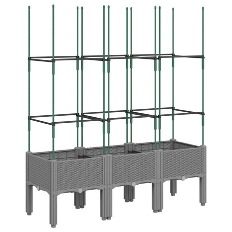 Plantenbak met latwerk 120x40x142,5 cm polypropeen lichtgrijs 2