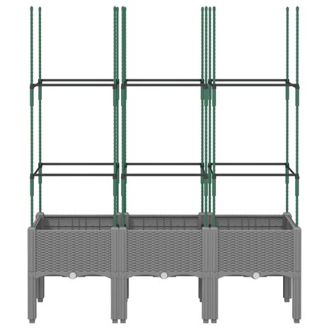 Plantenbak met latwerk 120x40x142,5 cm polypropeen lichtgrijs 3